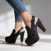 Aderynne - Gepolsterte High Heels mit Plateau – Schwarz