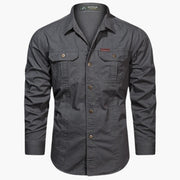 Freizeithemd Herren Langarm Casual – Dunkelgrau