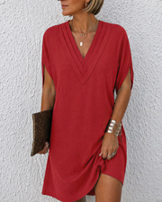Heike | Kleid mit V-Ausschnitt – Rot