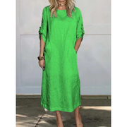 Gabriela | Damen Modernes Sommerkleid Midi Boho A-Linie – Hellgrün