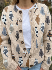 Charlotte | Damen-Cardigan mit Knöpfen und langen Ärmeln – Beiger Cardigan