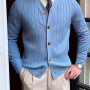 Gebhard | Herren Strickjacke V-Ausschnitt Cardigan – Helles Blau