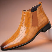Gereon | Herren Chelsea Stiefelette Kroko-Look – Gelb