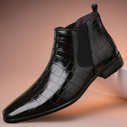 Gereon | Herren Chelsea Stiefelette Kroko-Look – Schwarz