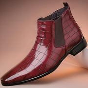 Gereon | Herren Chelsea Stiefelette Kroko-Look – Braun