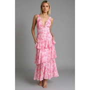 Gesine | Damen Maxikleid Für Sommer Mit V Ausschnitt – Rosa