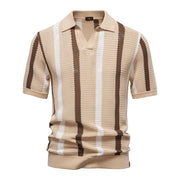 Gestreiftes Poloshirt Herren Kurzarm – Beige