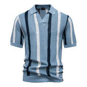 Gestreiftes Poloshirt Herren Kurzarm – Blau