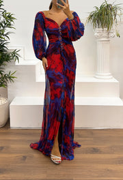 Maud™ - Langes Elegantes Plissee-Abendkleid – Rot