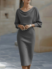 Bellisara - Drapiertes Midikleid – Grau