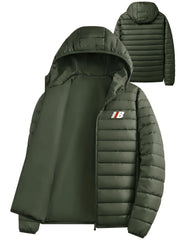 Grimbert | Herren Steppjacke mit Kapuze – Dunkelgrün