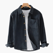 Gunther | Stilvolles Herrenhemd aus Cord – Graublau
