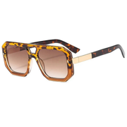 Hans | Herren Stilvolle Sonnenbrille Aviator Gold Klassisch – Leopardbernstein