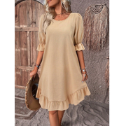 Harper | Damen Sommerkleid mit Puffärmeln – Khaki
