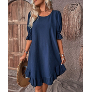 Harper | Damen Sommerkleid mit Puffärmeln – Blau