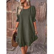 Harper | Damen Sommerkleid mit Puffärmeln – Grün