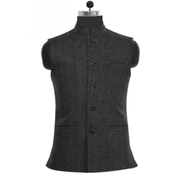 Hartwin | Herren Trachtenweste Slim Fit Stehkragen – Schwarz