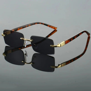 Hazel | Herren Sonnenbrille Randlos Retro Leicht – Noir-Schwarz