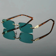 Hazel | Herren Sonnenbrille Randlos Retro Leicht – Eclipse-Grün