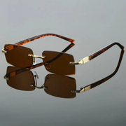 Hazel | Herren Sonnenbrille Randlos Retro Leicht – Teebraun