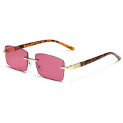 Hazel | Herren Sonnenbrille Randlos Retro Leicht – Rosa-Tönung