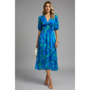 Heidrun | Damen Midikleid Sommer Klassisch Stilvoll – Blau