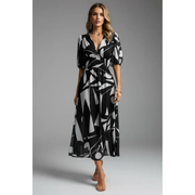 Heidrun | Damen Midikleid Sommer Klassisch Stilvoll – Schwarz