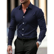 Heinrich | Herren Hemd Langarm Moderner Stil – Marineblau