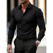 Heinrich | Herren Hemd Langarm Moderner Stil – Schwarz