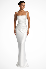 Helene | Damen Elegantes Maxi Abendkleid – Weiß