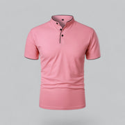 Henley T-Shirt Herren Kurzarm Stehkragen – Rosa