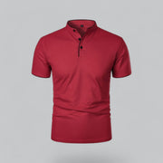 Henley T-Shirt Herren Kurzarm Stehkragen – Rot