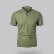 Henley T-Shirt Herren Kurzarm Stehkragen – Grün