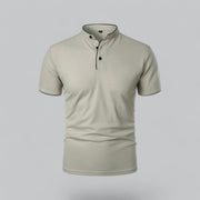 Henley T-Shirt Herren Kurzarm Stehkragen – Hellgrau