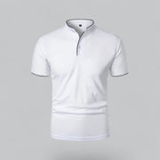 Henley T-Shirt Herren Kurzarm Stehkragen – Weiß