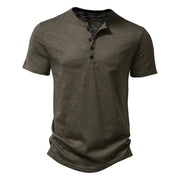 Henley T-Shirt Herren Kurzarm – Olivgrün