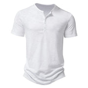 Henley T-Shirt Herren Kurzarm – Weiß