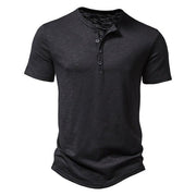 Henley T-Shirt Herren Kurzarm – Schwarz