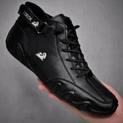 Moritz | Herren Bequeme Barfußschuhe Schnürbare Leder-Knöchelstiefel – Schwarz