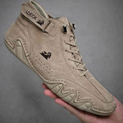 Moritz | Herren Bequeme Barfußschuhe Schnürbare Leder-Knöchelstiefel – Khaki