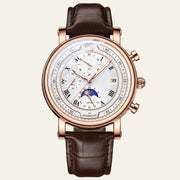 Herren Chronograph Uhr mit Lederarmband Elegant – Braun