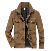 Herren Cordjacke Stehkragen Casual – Khaki