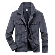 Herren Cordjacke Stehkragen Casual – Grau
