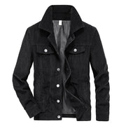 Herren Cordjacke Stehkragen Casual – Schwarz
