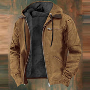 Andreas | Herren Gefütterte Sweatjacke mit Reißverschluss Warme Winter Hoodie Jacke – Braun