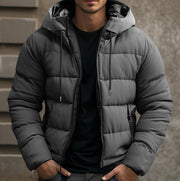 Elias | Herren Gesteppte Winterjacke mit Kapuze Warm Gefüttert – Grau
