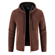 Herren Kapuzenstrickjacke – Braun