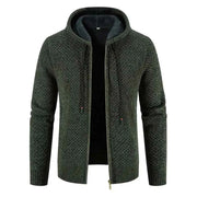 Herren Kapuzenstrickjacke – Armeegrün