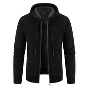 Herren Kapuzenstrickjacke – Schwarz