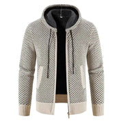 Herren Kapuzenstrickjacke – Beige